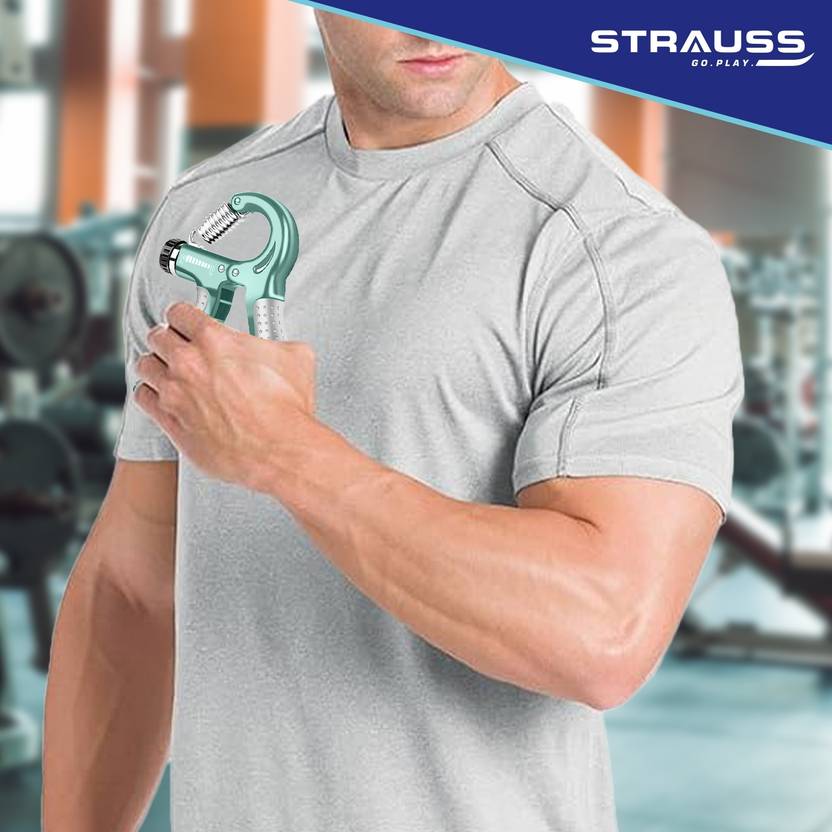 Strauss Adjustable Hand Grip Strengthener With Counter | Hand Gripper | Hand Exerciser Hand Grip/Fitness Grip (Green)